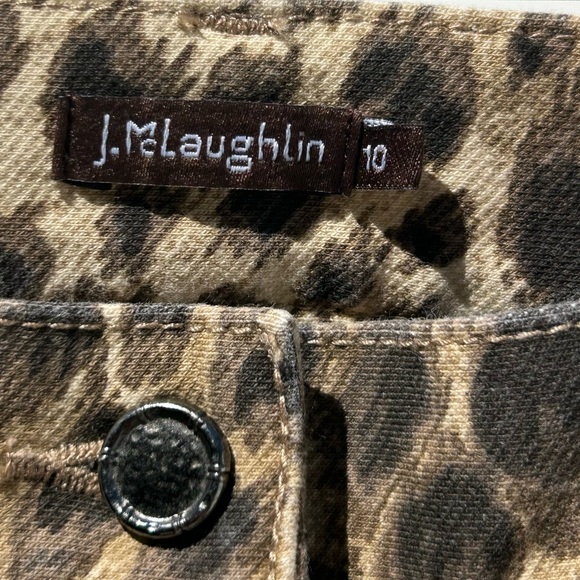 J. McLaughlin Cheetah Print Zippered Ankle Brown & Tan Jeans | Size 10 - Picture 5 of 14